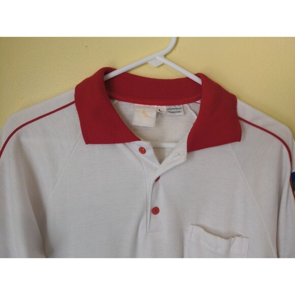 Vintage 1980's Hawaii Rainbow Warriors White Polo Shirt Thin Soft Men's Large - Picture 4 of 9